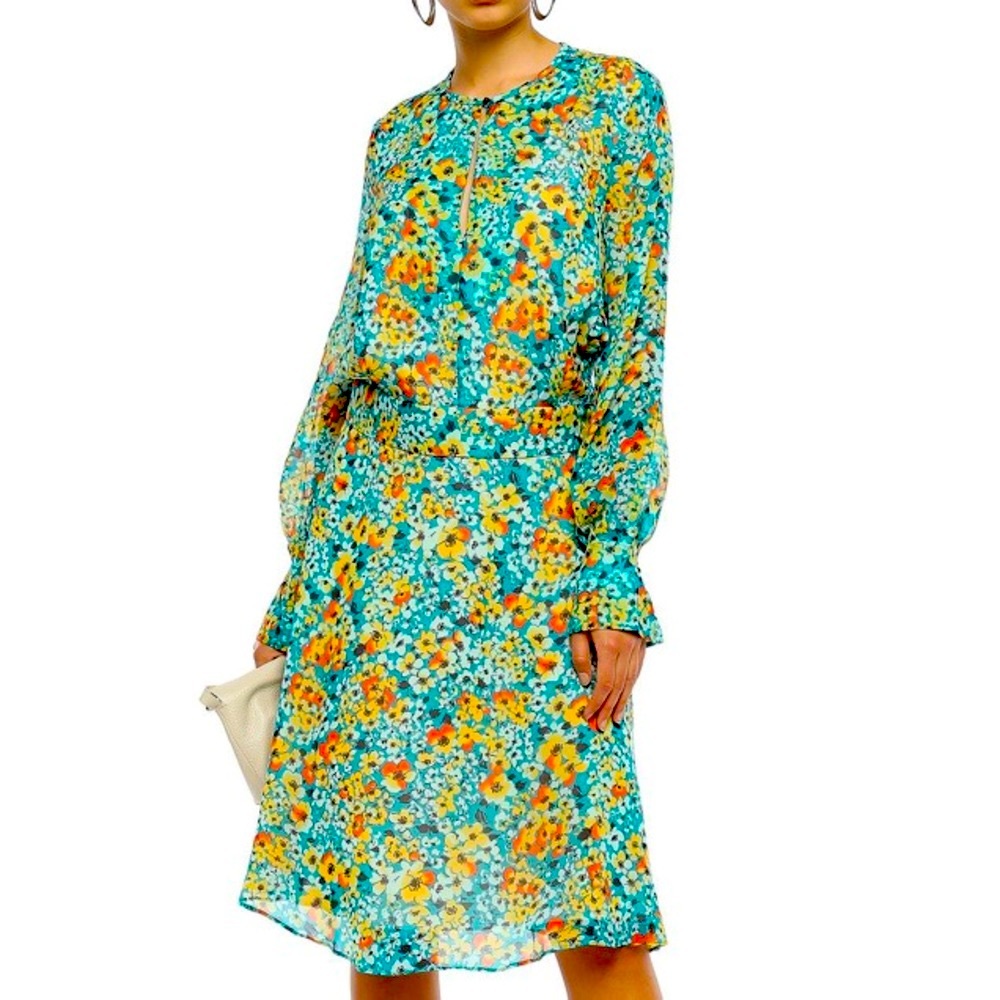 Equipment Georgette silk long sleeve dress
